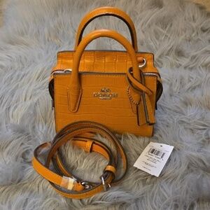 Authentic Coach croc-embossed mini top handle bag in a stunning washed orange